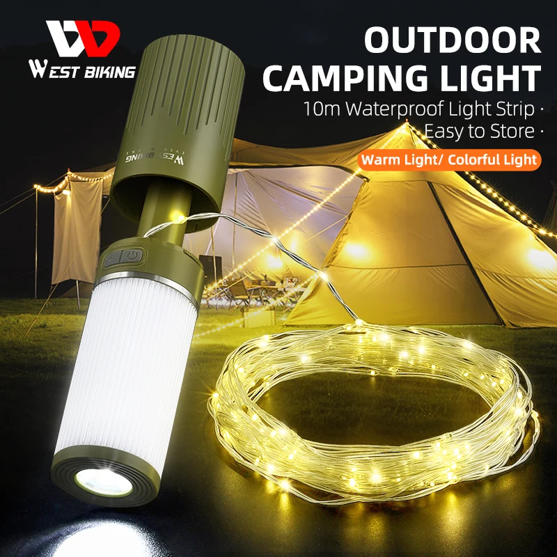 

WEST BIKING Portable Camping Light Type-C Rechargeable Camping Lantern Outdoor Led Flashlight Tent Camp Supplies Home