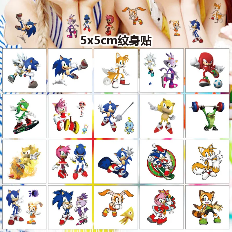 

20 sheets/set Sonic the Hedgehog Tattoo Stickers Children's Toys Cartoon Tattoo Stickers Anime Image Waterproof Durable tide