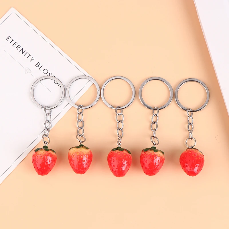 

1Pc Creative Cartoon Strawberry Pendant Keychain For Women Girl Jewelry Cute Fruit Car Key Holder Keyring Wallet Charms