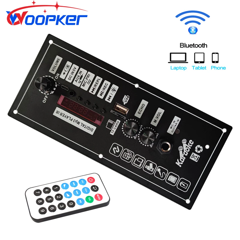 

Woopker A803 3.7V Amplifier Board Suitable for 4 Ohm 5-8 Inch Speaker Supports Bluetooth Aux Tf Card Usb Microphone Input