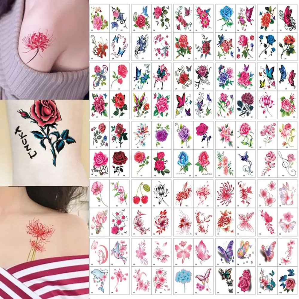 

Татуировка на плечи и руки, искусственная татуировка, розы, Цветочные Временные татуировки, одноразовые татуировки, наклейки, искусственные цветы, татуировка, наклейка
