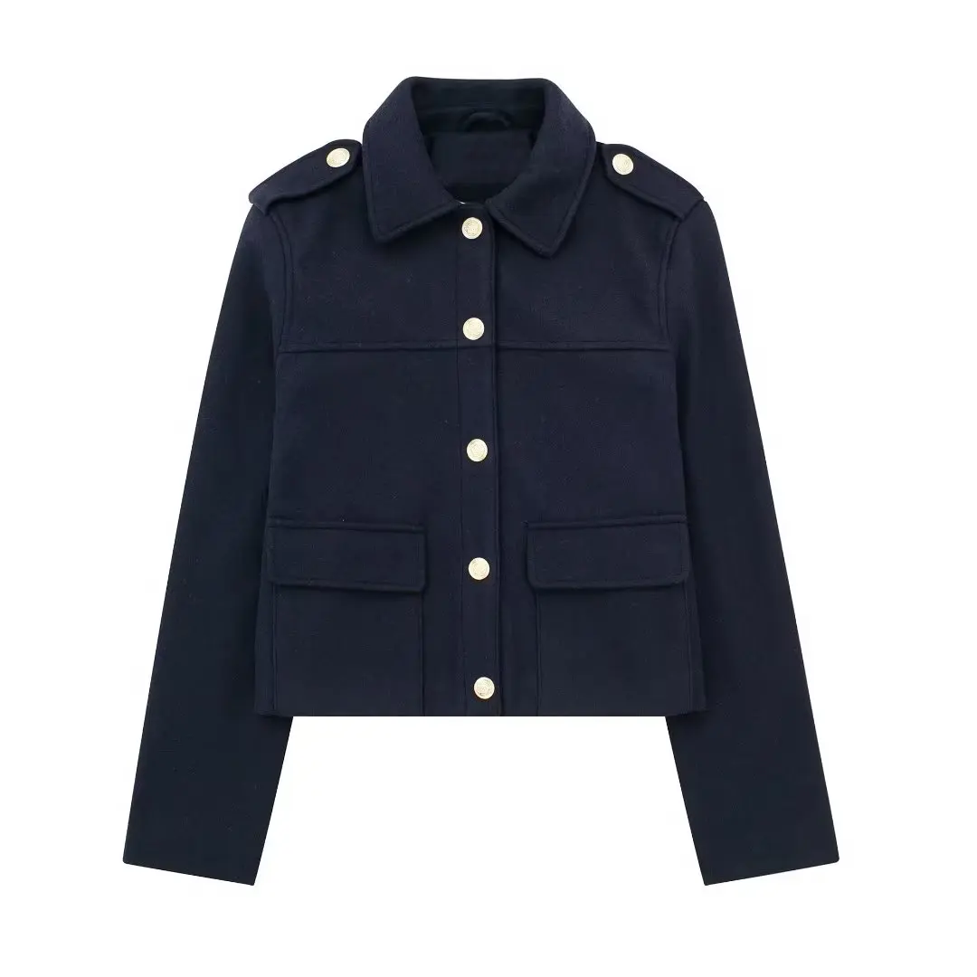 Women New Fashion Gold breasted decoration Soft texture Cropped Jacket Coat Vintage Long Sleeve Female Outerwear Chic Overshirt
Women New Fashion Gold breasted decoration Soft texture Cropped Jacket Coat Vintage Long Sleeve Female Outerwear Chic Overshirt