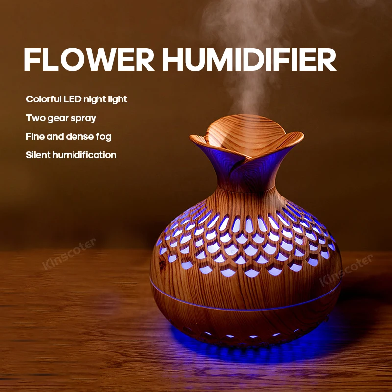 

Wood Air Humidifier Aroma Oil Humidificador USB Cool Mist Sprayer with Colorful Soft Night Light Purifier Home Appliance