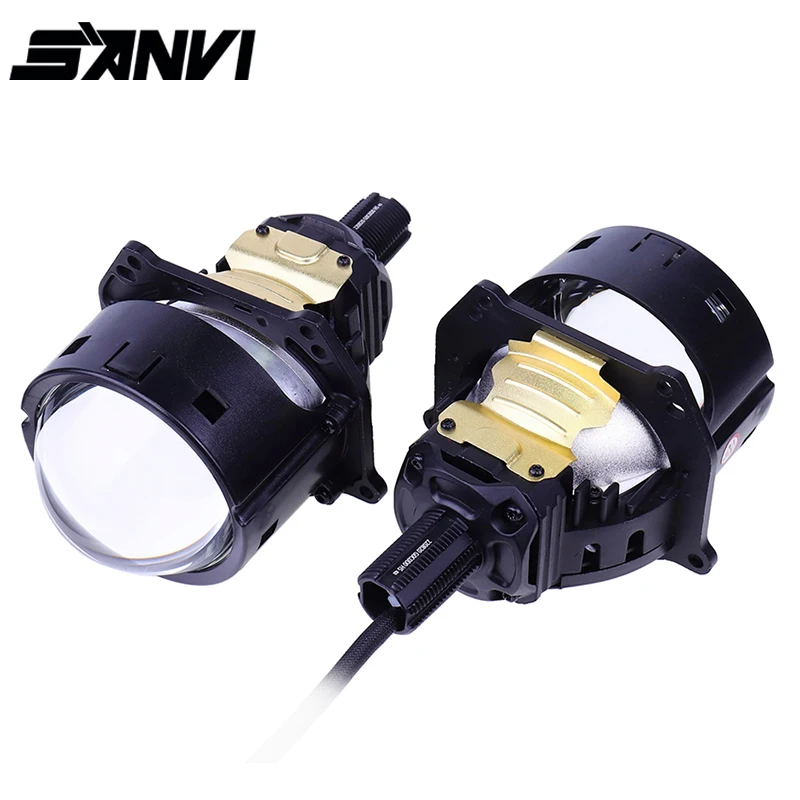 

SANVI 2Pcs Bi LED Projector Lenses for Car Headlights Angel Eyes Led H4 H7 9005 9006 Auto Retrofit Projector Kit for Hella 3R G5