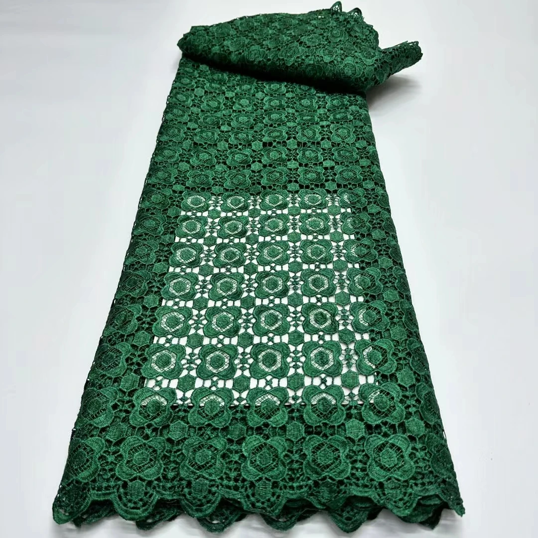 

Latest Green African Water Soluble Lace Fabric 2024 High Quality Nigerian Guipure Cord Lace Fabric For Women Party Dress KR24125