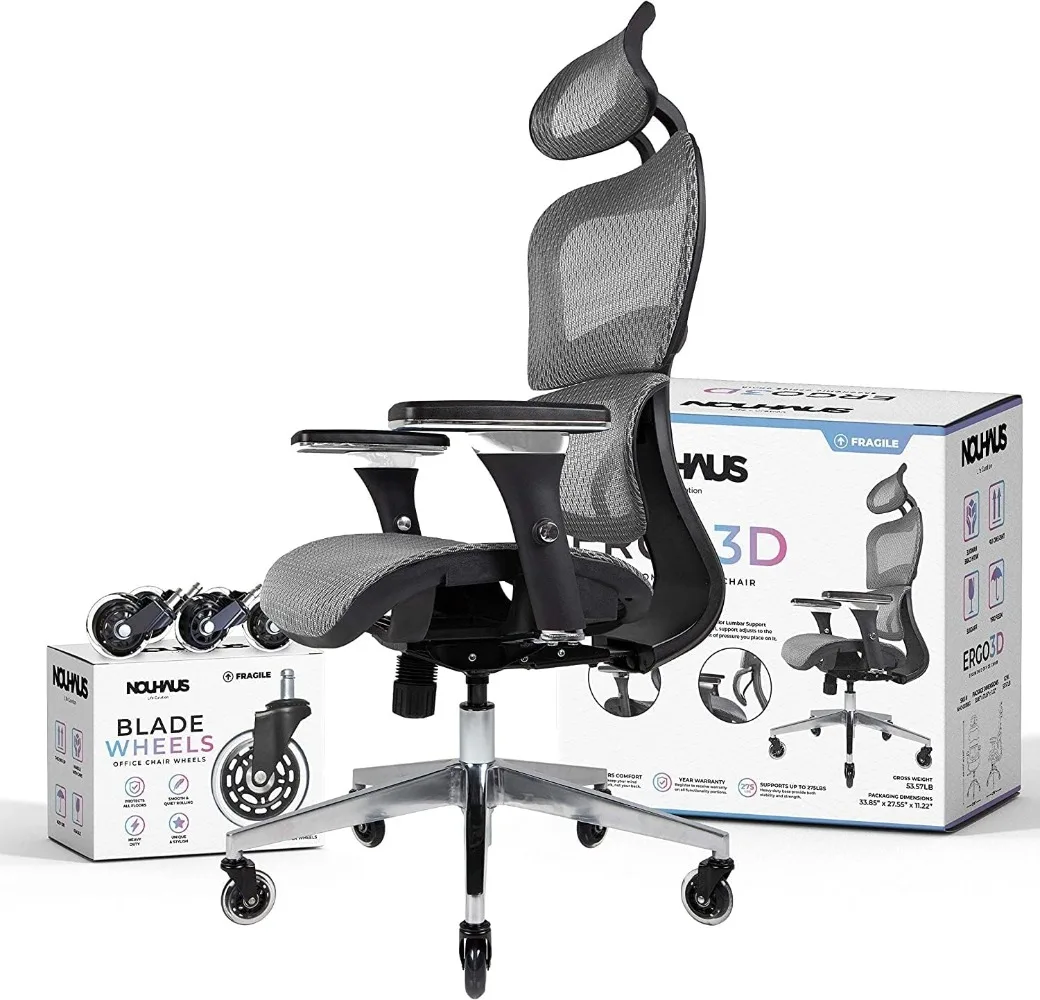 Nouhaus Ergo3D Ergonomic Office Chair Lumbar Support Mesh Office Chair with 4D Adjustable Armrest,Adjustable Headrest and Wheels
Nouhaus Ergo3D Ergonomic Office Chair Lumbar Support Mesh Office Chair with 4D Adjustable Armrest,Adjustable Headrest and Wheels