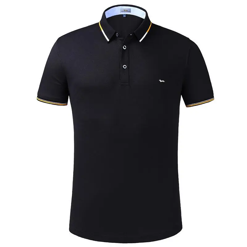 

New Summer Men Slim Fit 80%Cotton Polo Shirt Solid Short Sleeve Breathable Cotton Harmont Blaine Embroidery Shirts