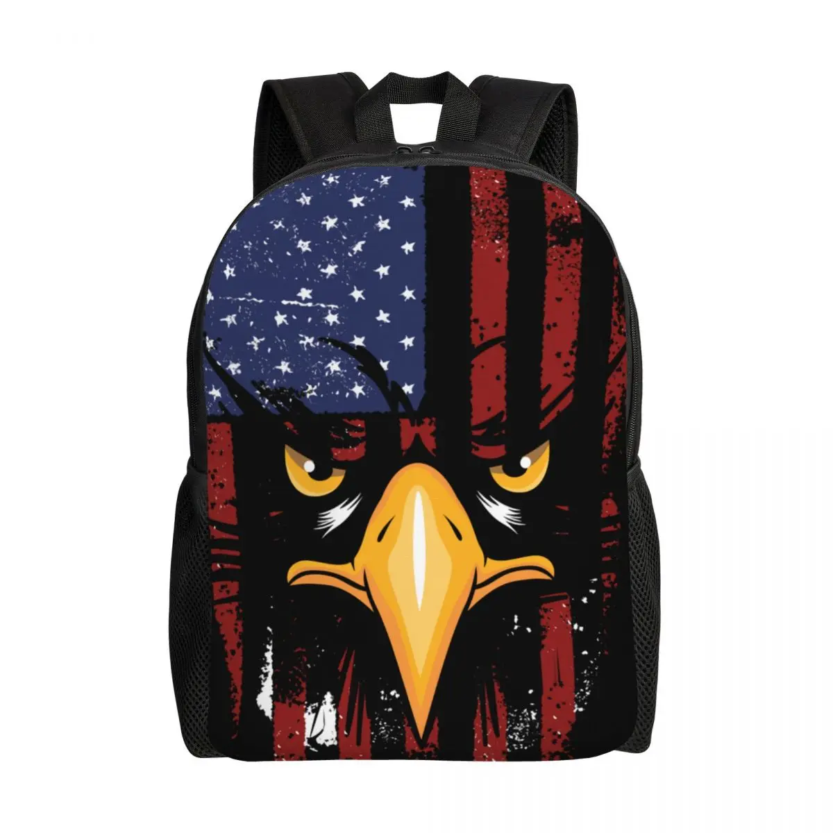 

American Eagle Flag Backpack for Men Women Water Resistant College School USA Patriotic Bag Print Bookbag