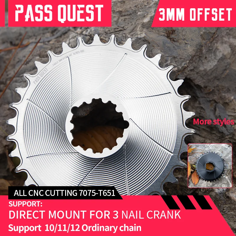 

PASS QUEST 3mm Offset Chainrring 3 Bolt GXP Chainring 28T-38T for SRAM GXP DUB GX SX BOOST 10/11/12 Speed