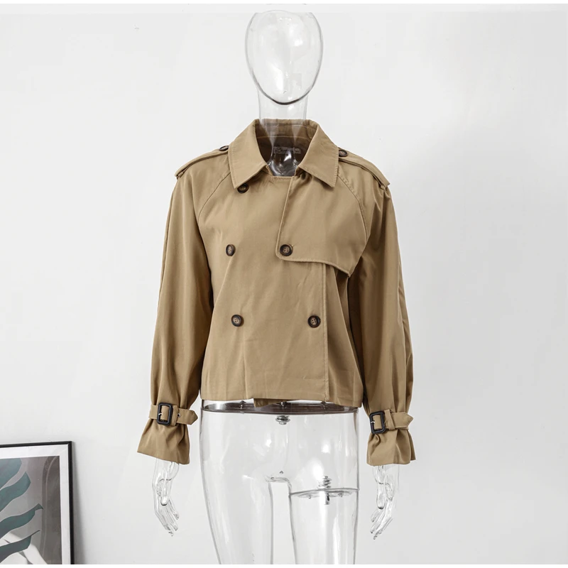 Chic Short Women Jacket, Autumn Turn-down Collar Long Sleeve Street Female Coat Double Breasted Moto and Biker Crop Jackets 11 Mallzona S356f3005c6dd44e9ae4feeb3b6ee0917R Chic Short Women Jacket, Autumn Turn-down Collar Long Sleeve Street Female Coat Double Breasted Moto and Biker Crop Jackets Mallzona