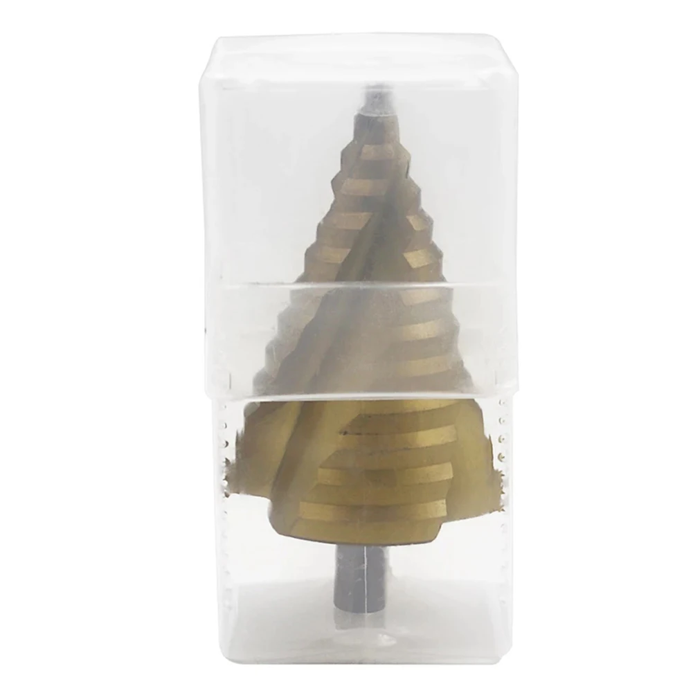 1*step Drill Bit Titanium Coated Large HSS Spiral 6-65mm Groove Drill Bit Pagoda Hole Cutter For Iron Plate Aluminum PVC Cutting
1*step Drill Bit Titanium Coated Large HSS Spiral 6-65mm Groove Drill Bit Pagoda Hole Cutter For Iron Plate Aluminum PVC Cutting