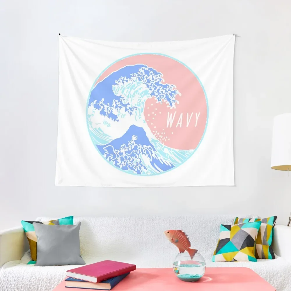 

Aesthetic Great Wave Wavy Tapestry Carpet On The Wall Aesthetic Room Decor Bedroom Decoration Tapestry