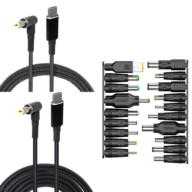 

TypeC to DC5.5x2.1mm Power Cable for LCD Monitors Cine Broadcast Radio Laptop Notebook Power Supply with 10 Adapters