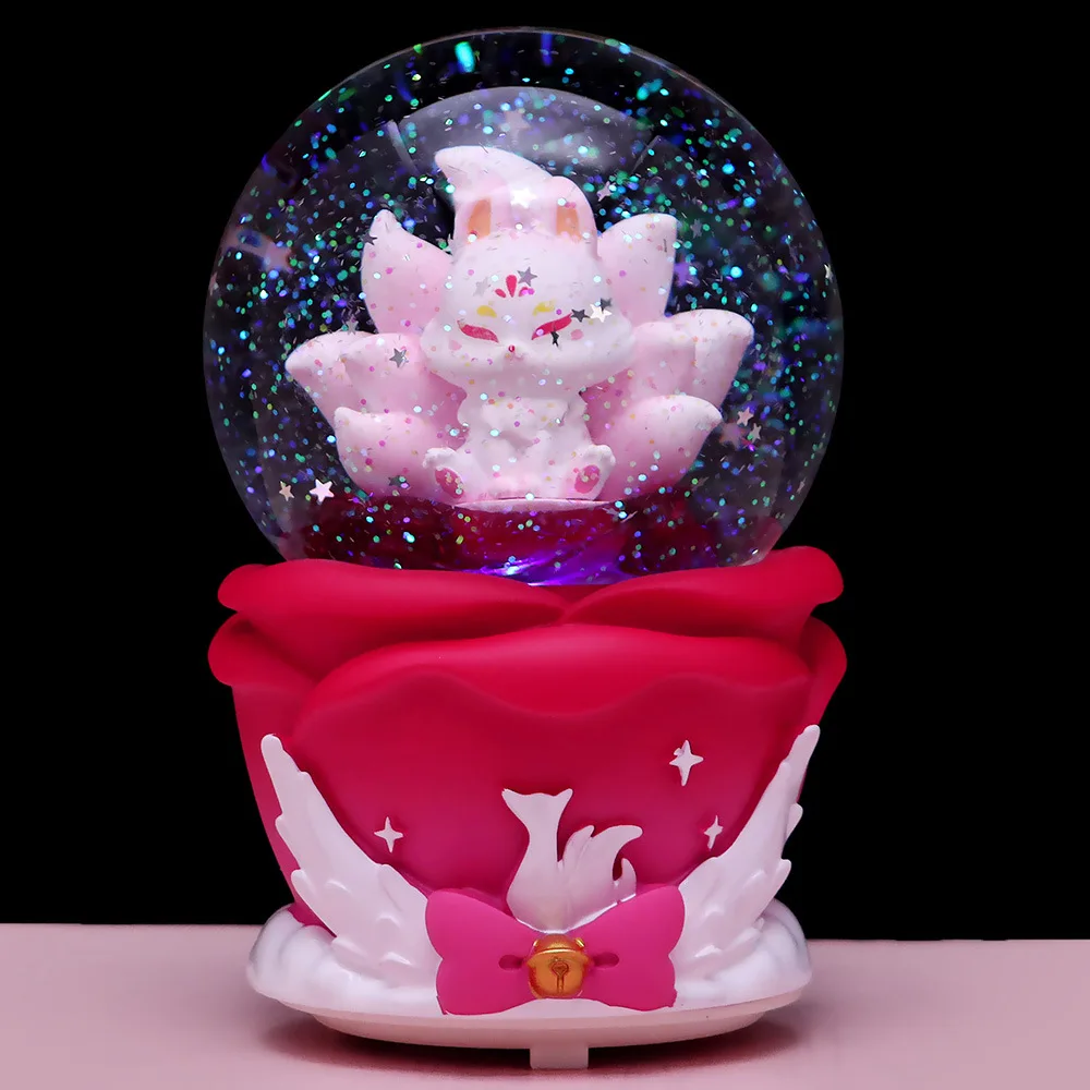 

Crystal Ball Music Box Eight Music Box Nine Tailed Fox Fairy Decoration Shooting Prop recien nacido 신생아사진