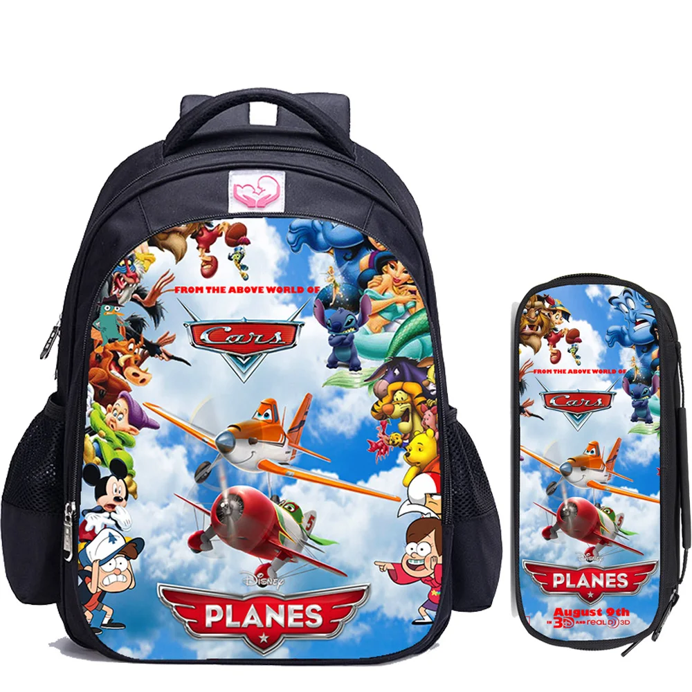 

Ортопедический школьный ранец для мальчиков и девочек, детский школьный портфель с мультипликационным рисунком из мультфильма Диснея и самолетов, 16 дюймов