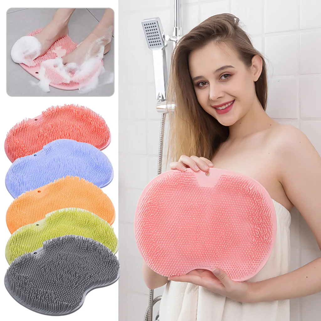 

Silicone Exfoliating Shower Massage Scraper Non-Slip Bath Scrub Pad Foot Wash Brush Bathroom Tool Mat Rub Back Sucker Brushes