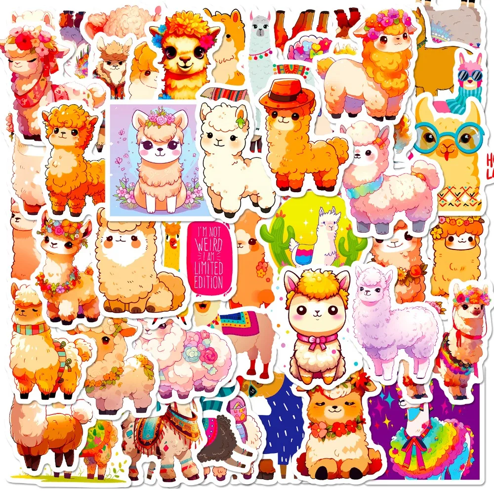 

10/30/50PCS Cartoon Cute Pet Alpaca Stickers Kawaii Waterproof Graffiti Vinyl Decals Laptop Guitar Suitcase Skateboard Kids Gift