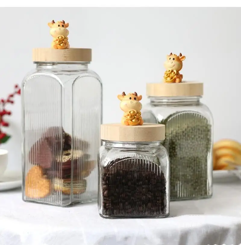 Candy Jar with Lid Cereal Dispenser Creative Cute Square Glass Storage Bottle Tea Box Kitchen Decoration Animal Sealed Jar
Candy Jar with Lid Cereal Dispenser Creative Cute Square Glass Storage Bottle Tea Box Kitchen Decoration Animal Sealed Jar