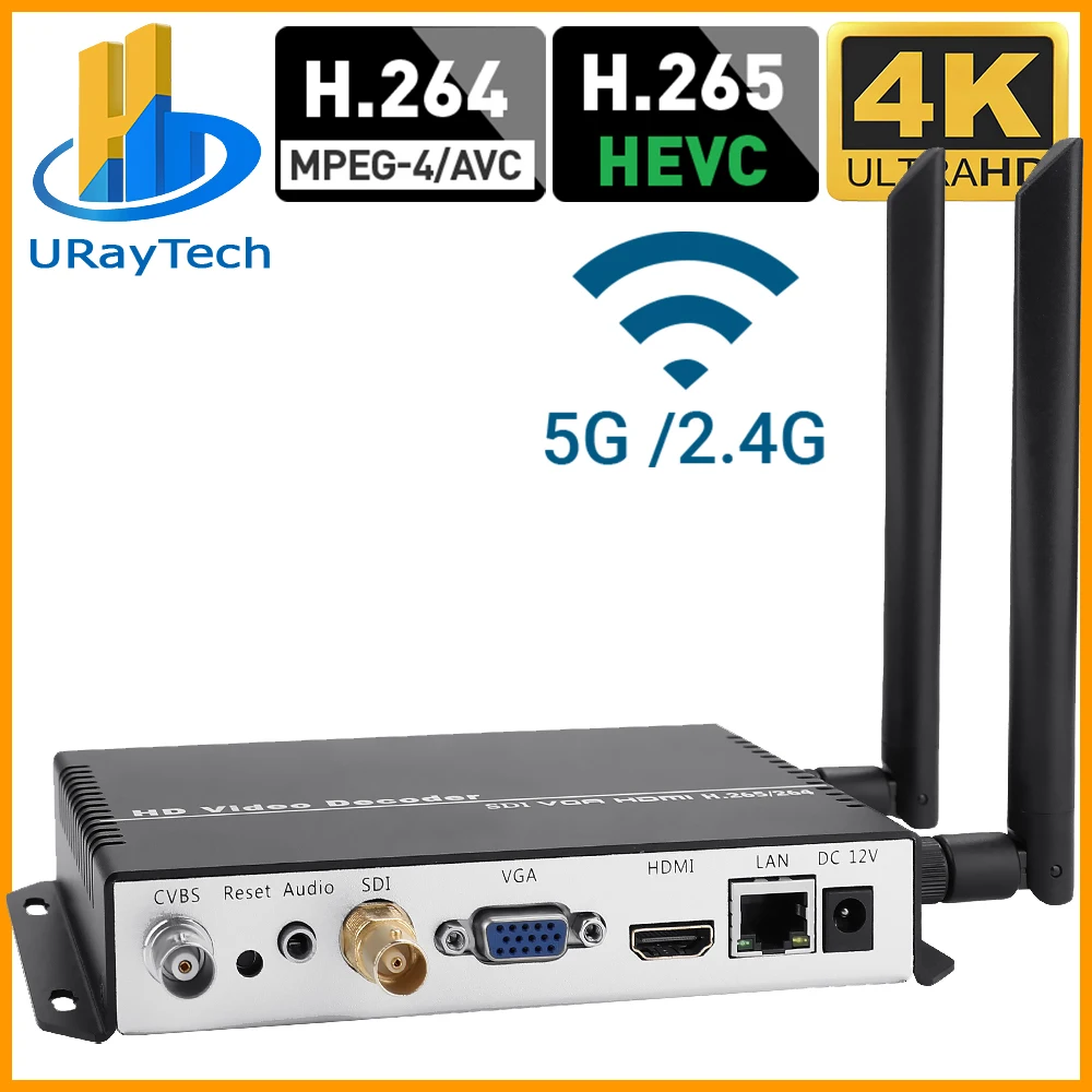 

H.265 H.264 IP to SDI HDMI VGA CVBS Video Streaming Decoder IP Camera Decoder for Decoding HTTPS RTSP RTMP UDP M3U8 HLS SRT