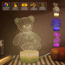 16 Colors Changing 3D Night Light Child Bedroom Decoration Table Lamp Kids Gift Touch and Remote Control Bear Light Desk Lamp 
16 Colors Changing 3D Night Light Child Bedroom Decoration Table Lamp Kids Gift Touch and Remote Control Bear Light Desk Lamp