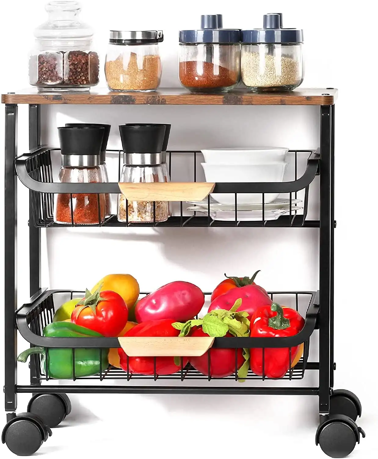 Oumilen 3 Tier Rolling 18.5" Utility Cart Fruit Storage Basket Kitchen Serving Storage Cart
Oumilen 3 Tier Rolling 18.5" Utility Cart Fruit Storage Basket Kitchen Serving Storage Cart