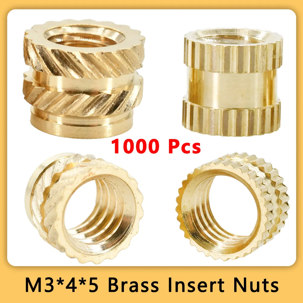 

1000Pcs M3x4x5 Brass Insert Nut Holt Melt Nuts Inserts 3D Printing Insertnut Heating Insertion Copper Metric Threaded Nuts