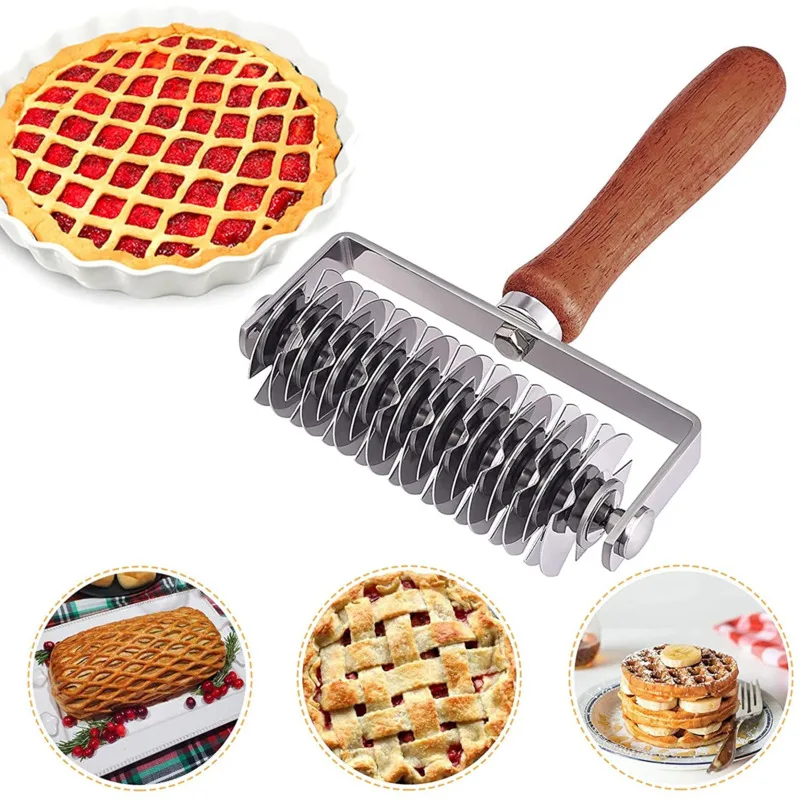 

Stainless Steel Lattice Dough Cutter Lattice Roller Cutter Baking Pastry Tools for Pie Pizza Biscuits Cookie Pie Pizza Bread