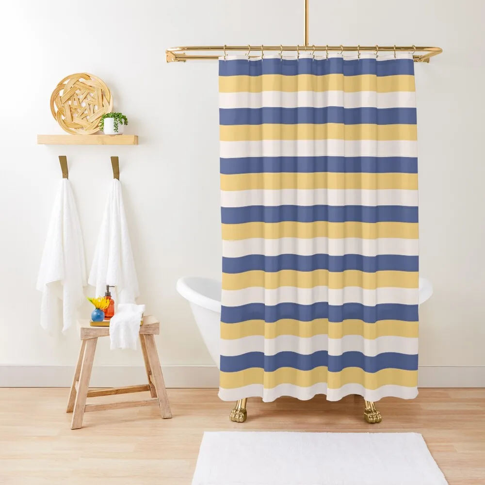 

blue yellow stripes - striped Shower Curtain Waterproof Shower And Anti-Mold Shower For Bathrooms Bathroom Accessories Curtain