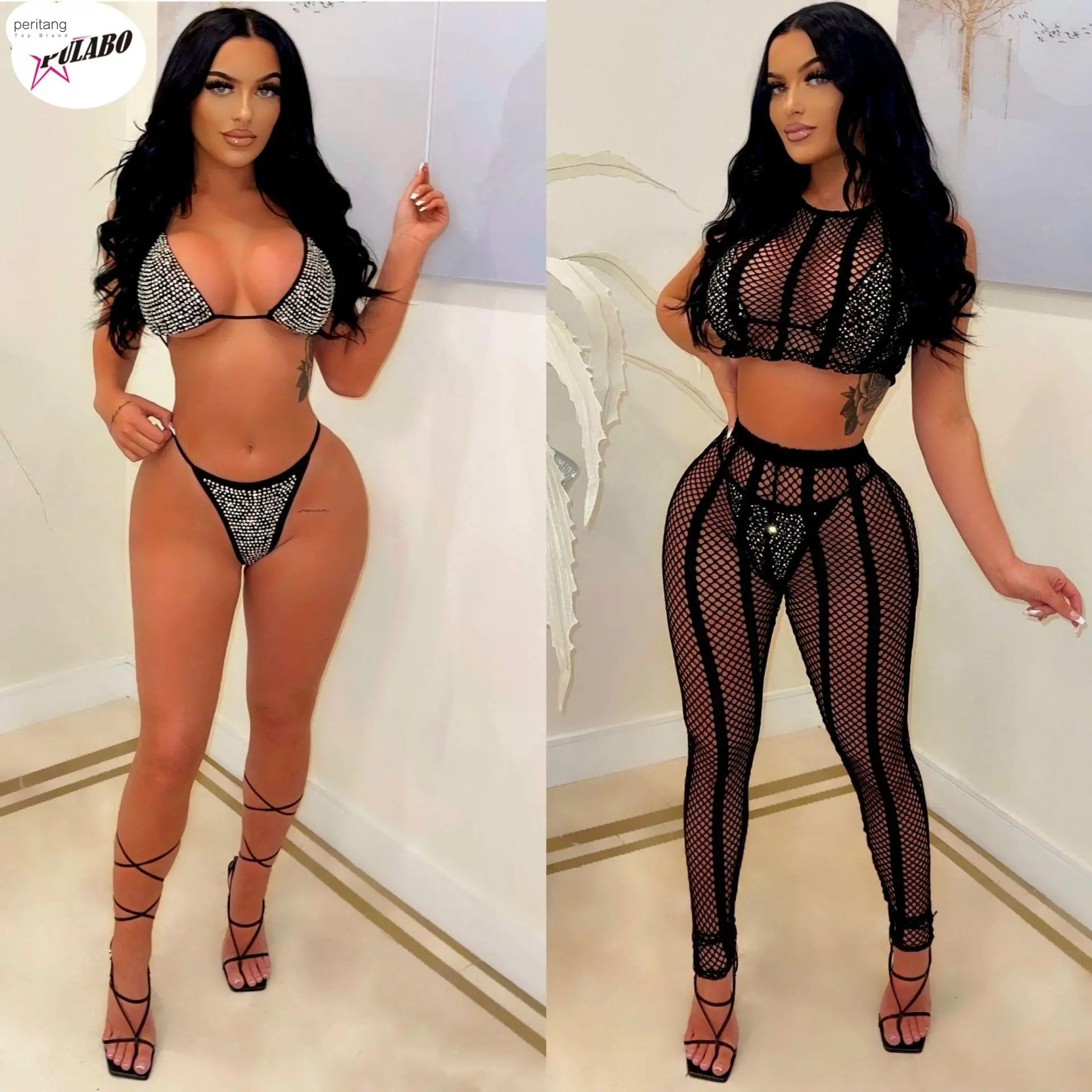 2023 Bikini 4 Piece Sets For Women Sexy Lace Up Bra + Panties + Fishnet Short Sleeve Crop Top + Pants Night Club Suits
2023 Bikini 4 Piece Sets For Women Sexy Lace Up Bra + Panties + Fishnet Short Sleeve Crop Top + Pants Night Club Suits