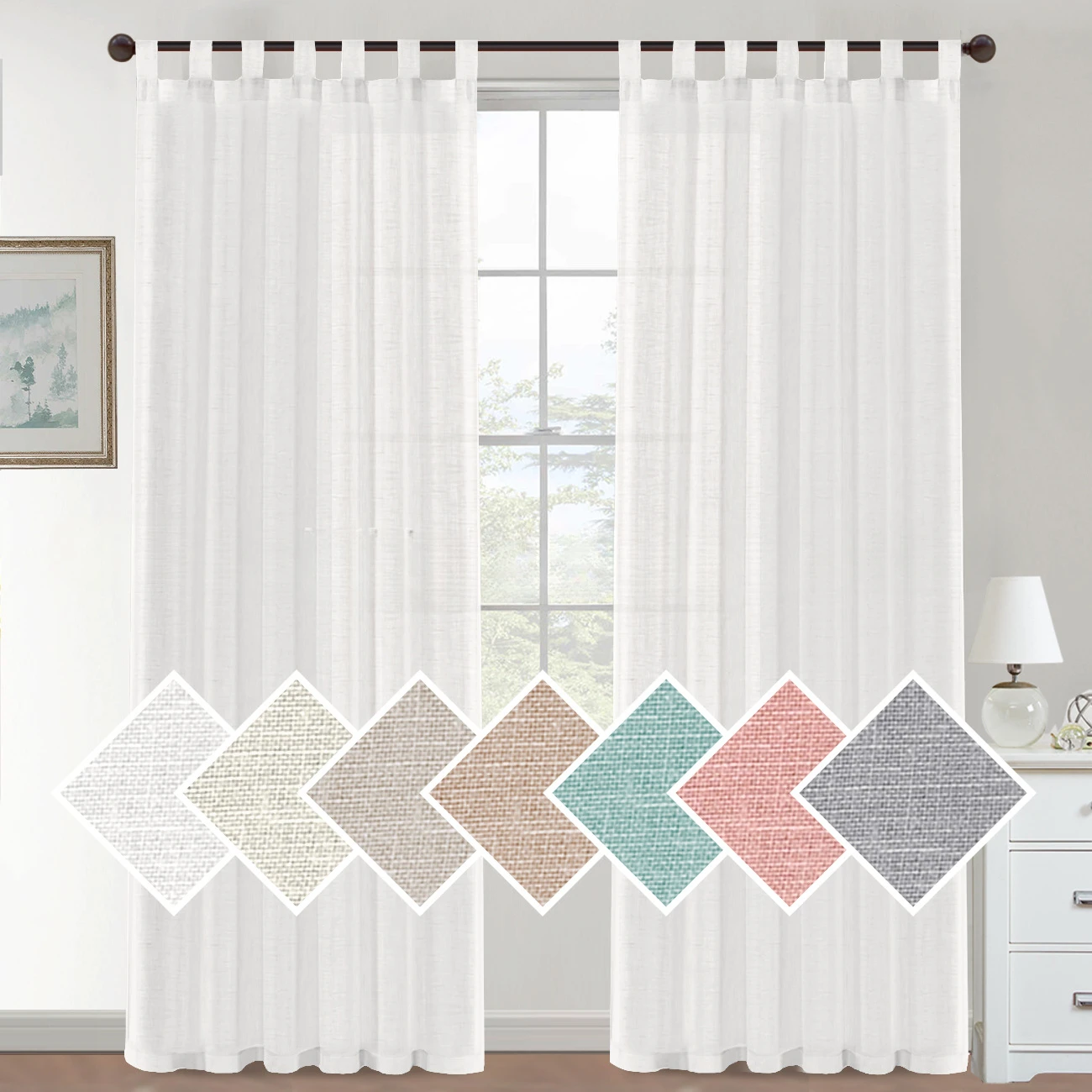 

Linen Curtain Hanging Curtain Plain Color Semi-shading Simple Light Luxury Finished Fabric