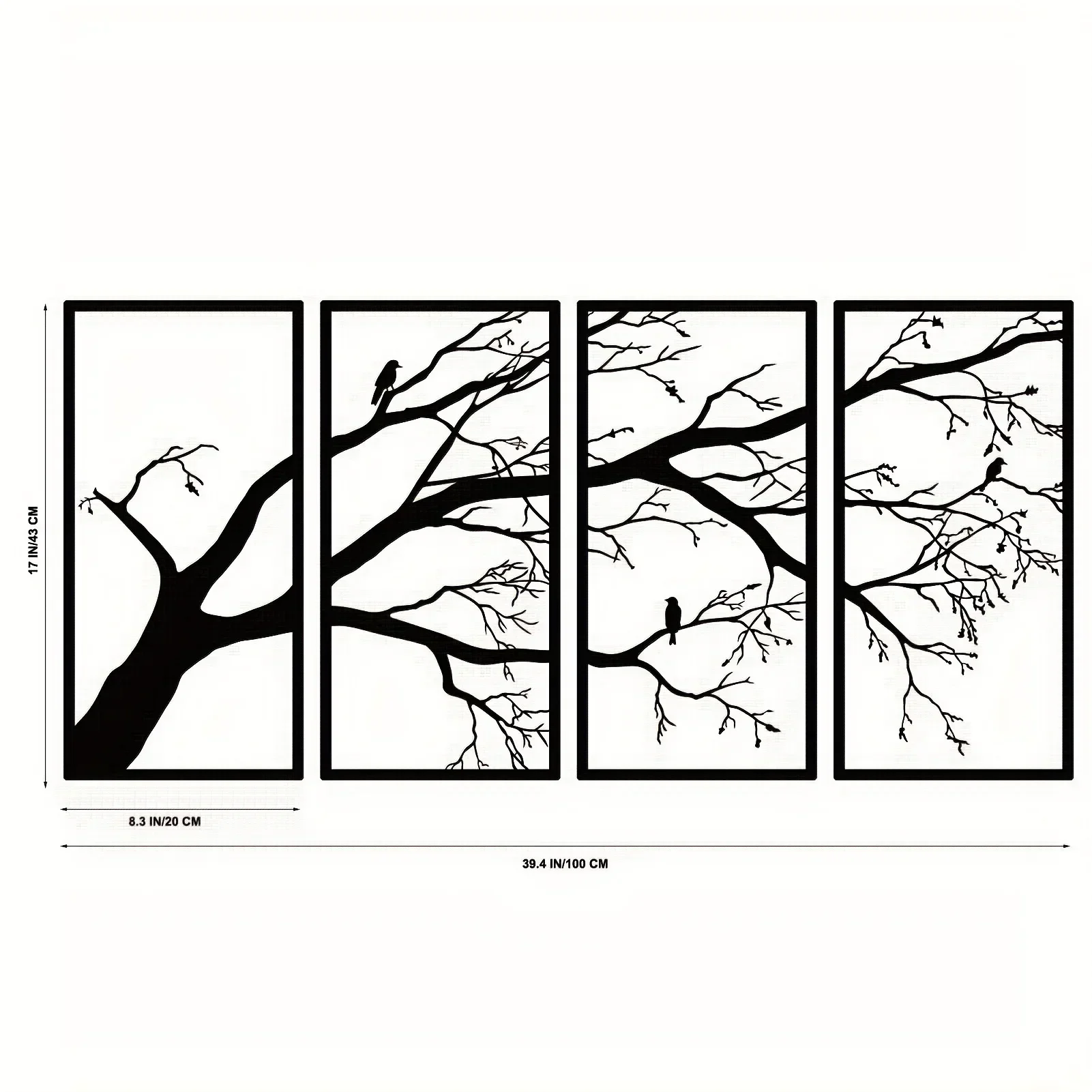 

HELLOYOUNG 4 Pcs Stunning Tree of Life Metal Wall Hanging Art - Black Branch Wall Decor for Indoor/Outdoor Decor Perfect Housewa