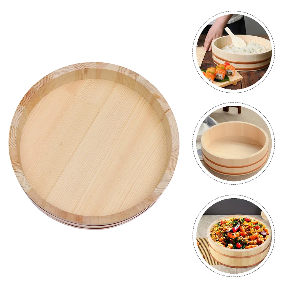 

Rice Tub Sushi Bowl Serving Hangiri Wood Accessory Making Cooling Salad Salmon Oke Bucket Wooden Mixing Japanese Supplies