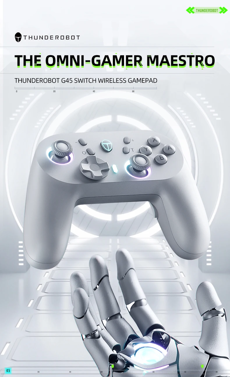ThundeRobot-Gamepad inalámbrico G45 Pro, controlador de juegos de tres modos, Efecto Hall, NFC integrado para Switch, Windows, PC, STEAM TV ThundeRobot-Gamepad inalámbrico G45 Pro, controlador de juegos de tres modos, Efecto Hall, NFC integrado para Switch, Windows, PC, STEAM TV