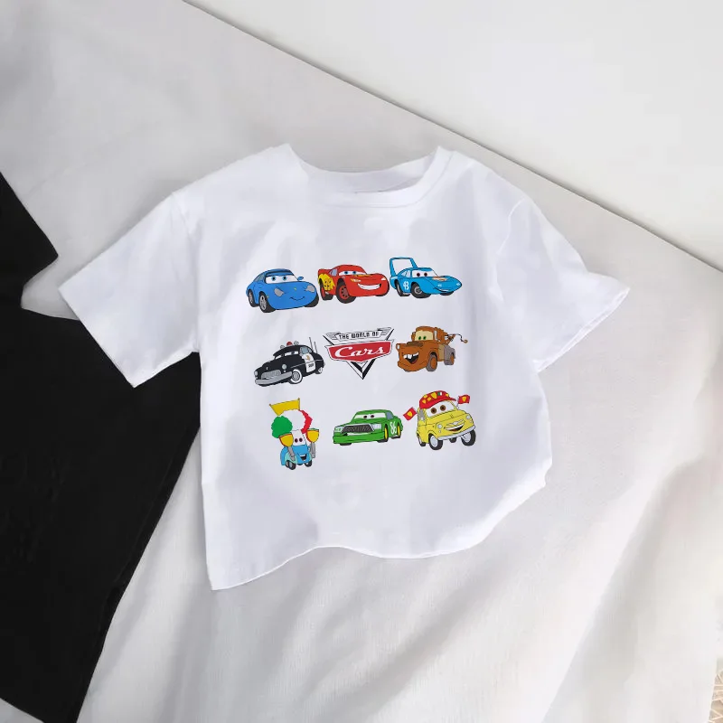 

Cars Children T-Shirt Disney Lightning McQueen Anime Cartoons Kid Tee Shirts Kawaii Tops Casual Clothes Boy Girl Short Sleeve