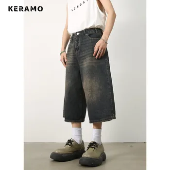 Calças Capri Jeans Baggy Femininas no Estilo Y2k: Estilo Retro e Conforto Casual 7 Women's Retro Wide Leg Baggy Casual Denim Shorts Harajuku Aesthetic High Waist Loose Shorts 2024 Summer Fashion Punk Shorts