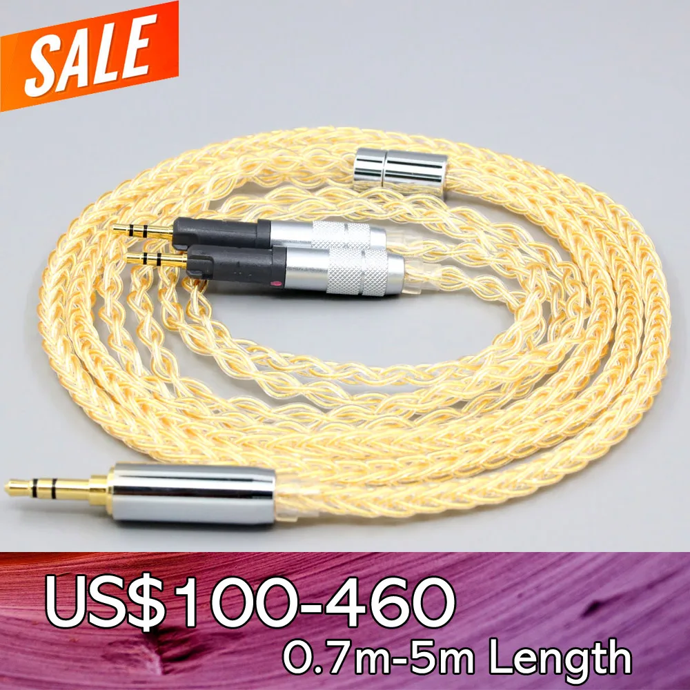 

8 Core 99% 7n Pure Silver 24k Gold Plated Earphone Cable For Audio-Technica ATH-R70X headphone LN008434