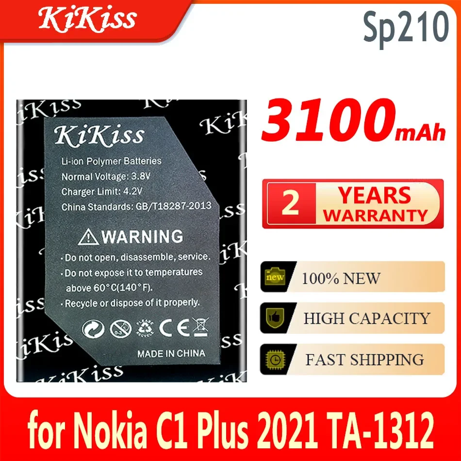 

KiKiss Battery Sp210 3100MAh for Nokia C1 Plus C1Plus 2021 TA-1312 High Capacity Bateria