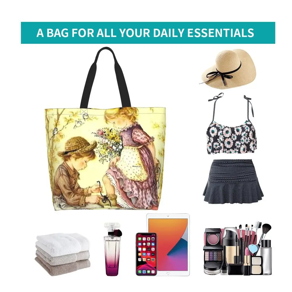 Custom Kawaii Sarah Kay Shopping Canvas Bags Women Portable Large Capacity Groceries Girl Roses And Watering Tote Shopper Bags 21 S35954c77939b42c9ae4fba2c35f1f37do