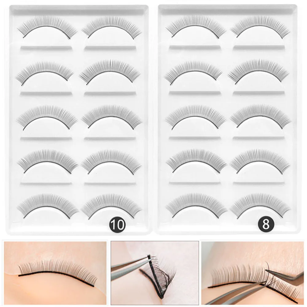 

5 Pairs False Eyelash New Practice Lashes Extension Tool Grafting Lash Training Lashes women Natural Long Fake Eyelash 8/10mm