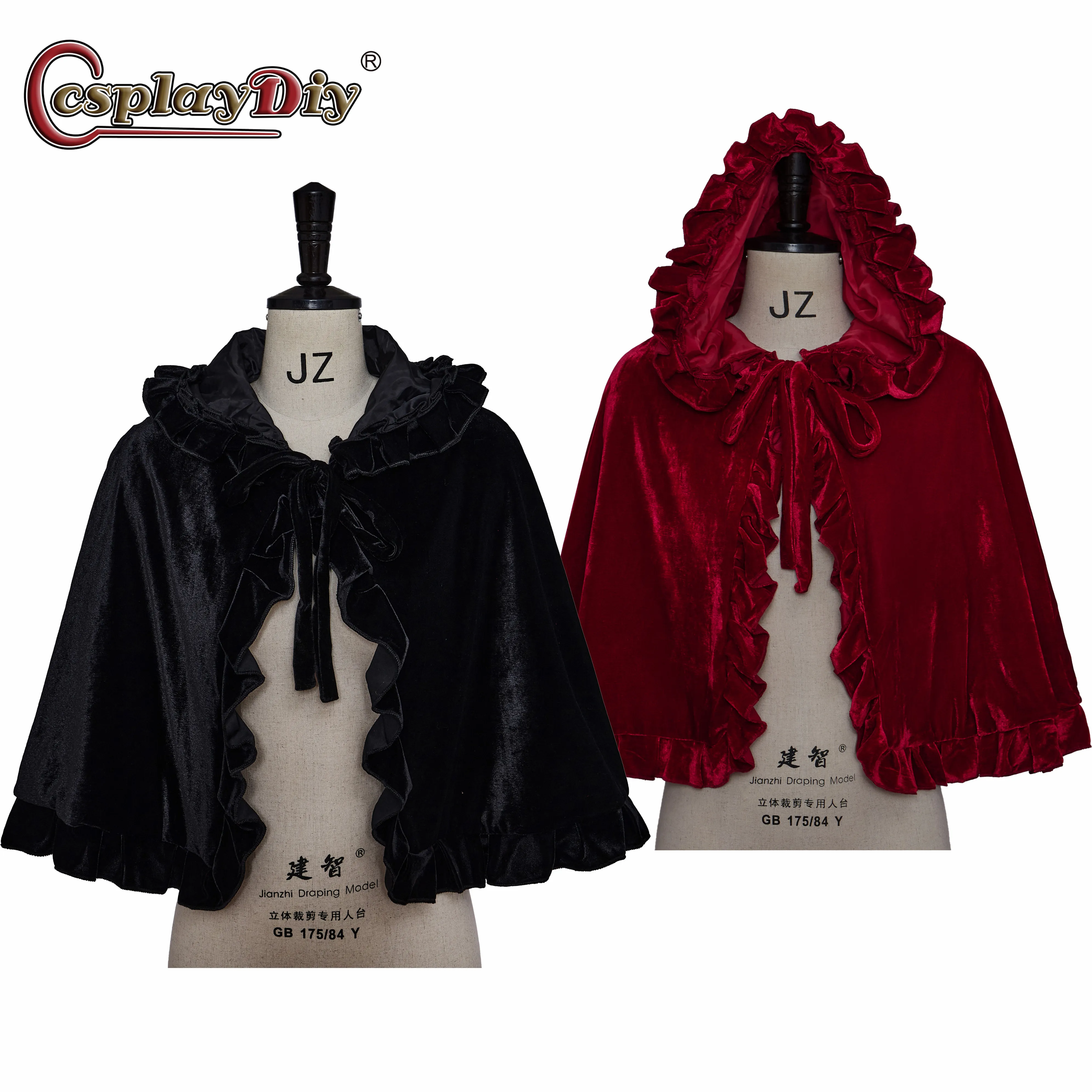 

Cosplaydiy Victorian Dickens Steampunk Costume Cloak Victorian Gothic Medieval Lolita Steampunk Collar Capelet Women Short Cape