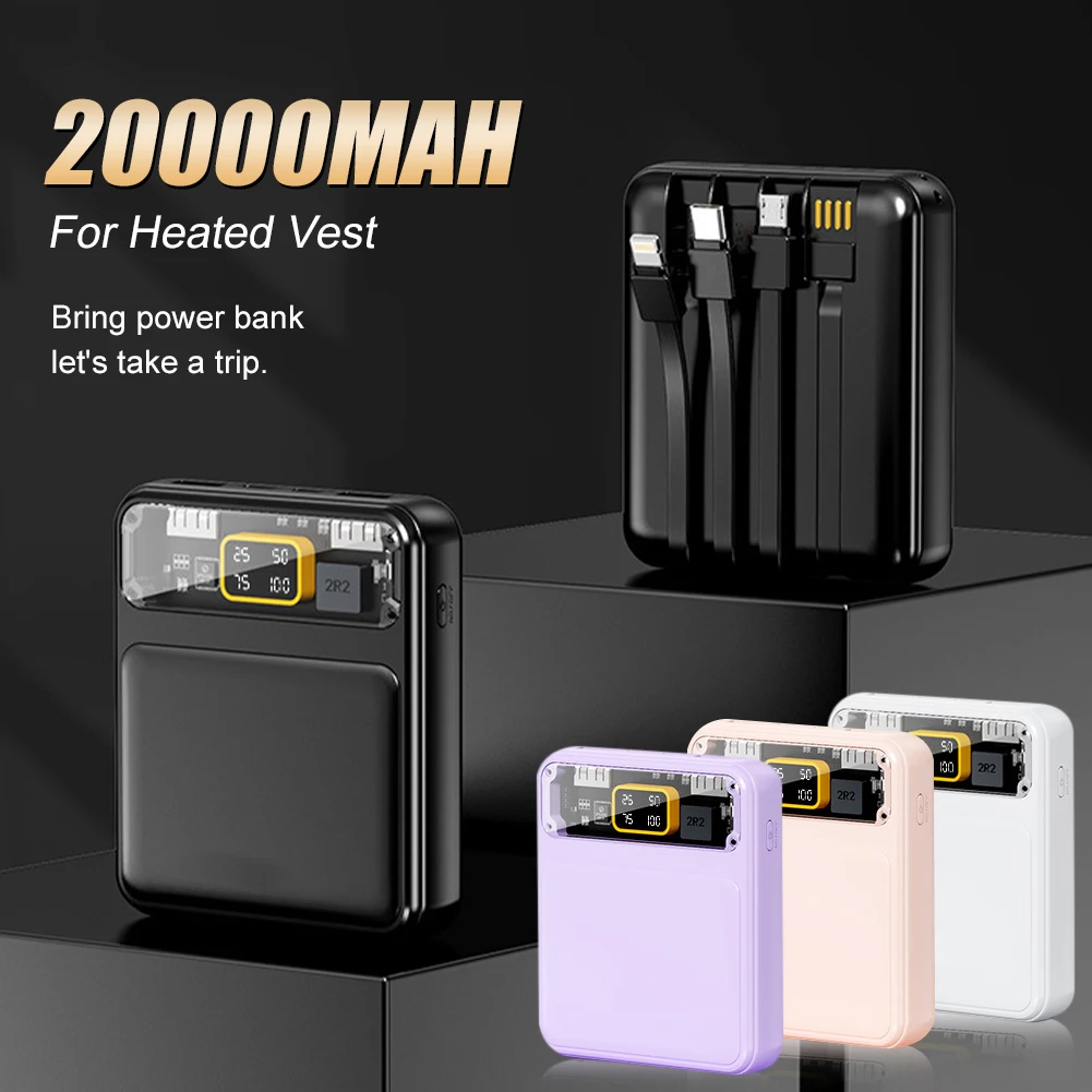 20000mAh Power Bank Portable Mini Mobile Charger Fast Charging External Battery Pack For Heating Vest Jacket Scarf Socks Gloves
20000mAh Power Bank Portable Mini Mobile Charger Fast Charging External Battery Pack For Heating Vest Jacket Scarf Socks Gloves