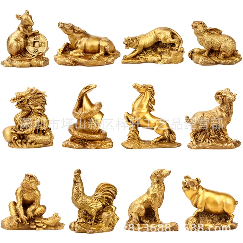 

zodiac ornaments of mahogany mouse, ox, tiger, rabbit, dragon, snake, horse, sheep, monkey, chicken, dog and pig gifts