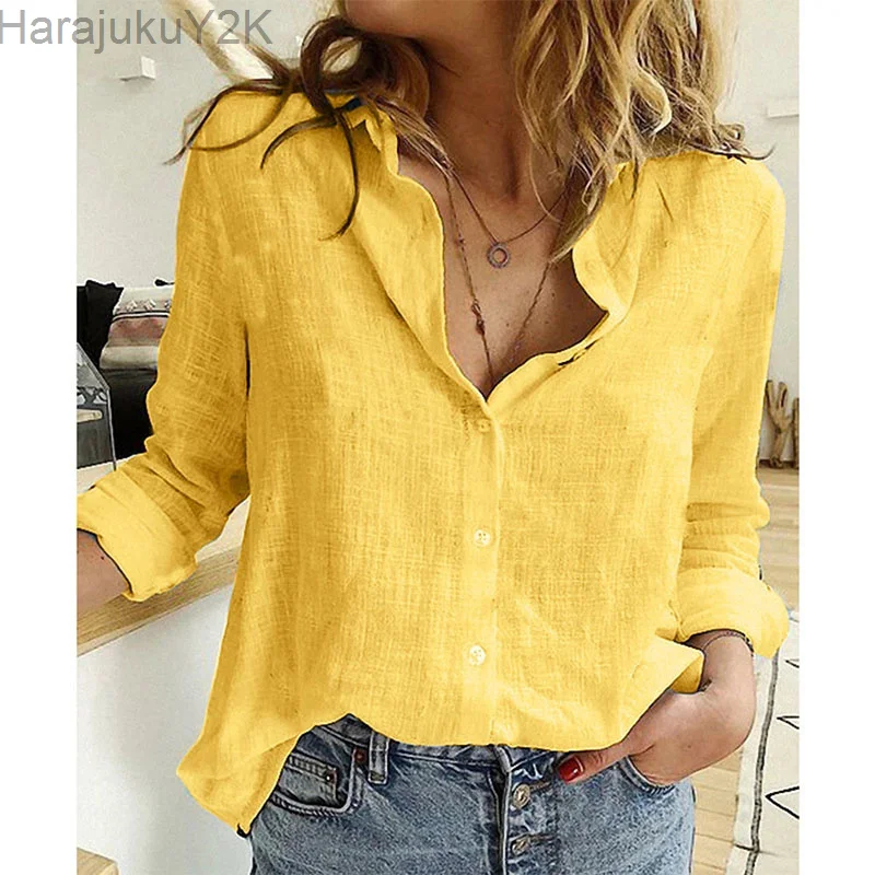 Leisure White Yellow Shirts Button Lapel Cardigan Top Lady Loose Long Sleeve Oversized Shirt Womens Blouses Autumn Blusas Mujer
Leisure White Yellow Shirts Button Lapel Cardigan Top Lady Loose Long Sleeve Oversized Shirt Womens Blouses Autumn Blusas Mujer