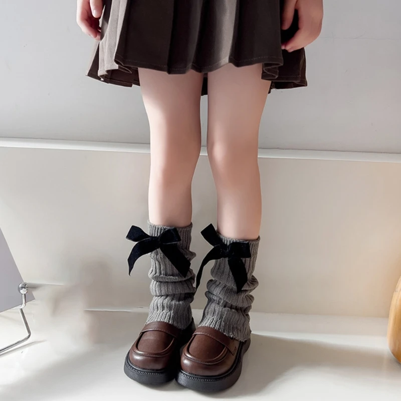 

Knit Leg Warmers for Winter Spring Lolitas Style Girls Bowknot Slouchy Socks Long Warm Leg Covers Breathable Leggings