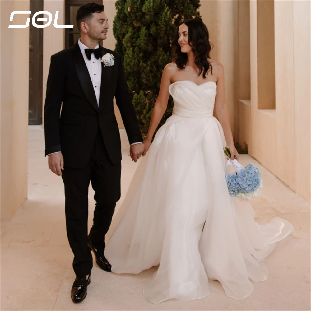 SOL Elegant Sweetheart Pleat Tulle Wedding Dress Simple Backless Sleeveless Sweep Train Bridal Gowns Sexy Custom Made
SOL Elegant Sweetheart Pleat Tulle Wedding Dress Simple Backless Sleeveless Sweep Train Bridal Gowns Sexy Custom Made