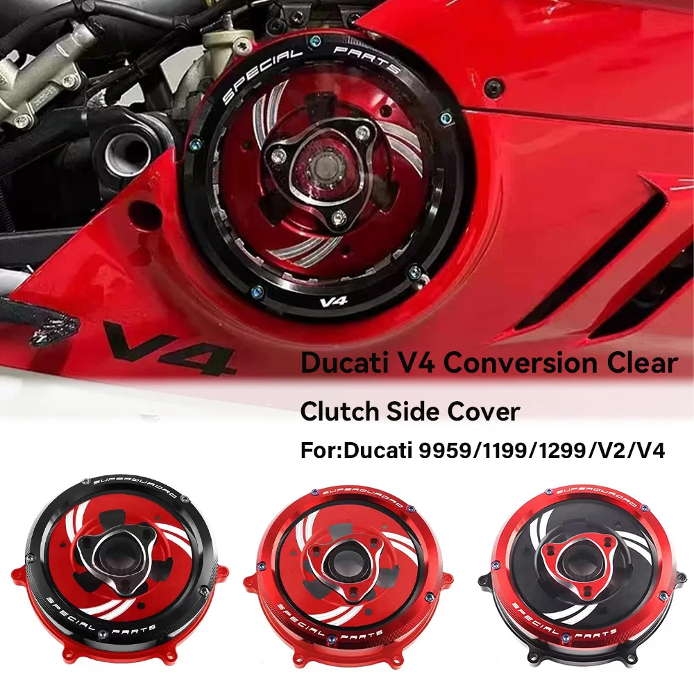 

motorcycle clutch cover improved transparent engine right protective cover Suitable for Ducati Panigale 959/1199/1299 V2 V4