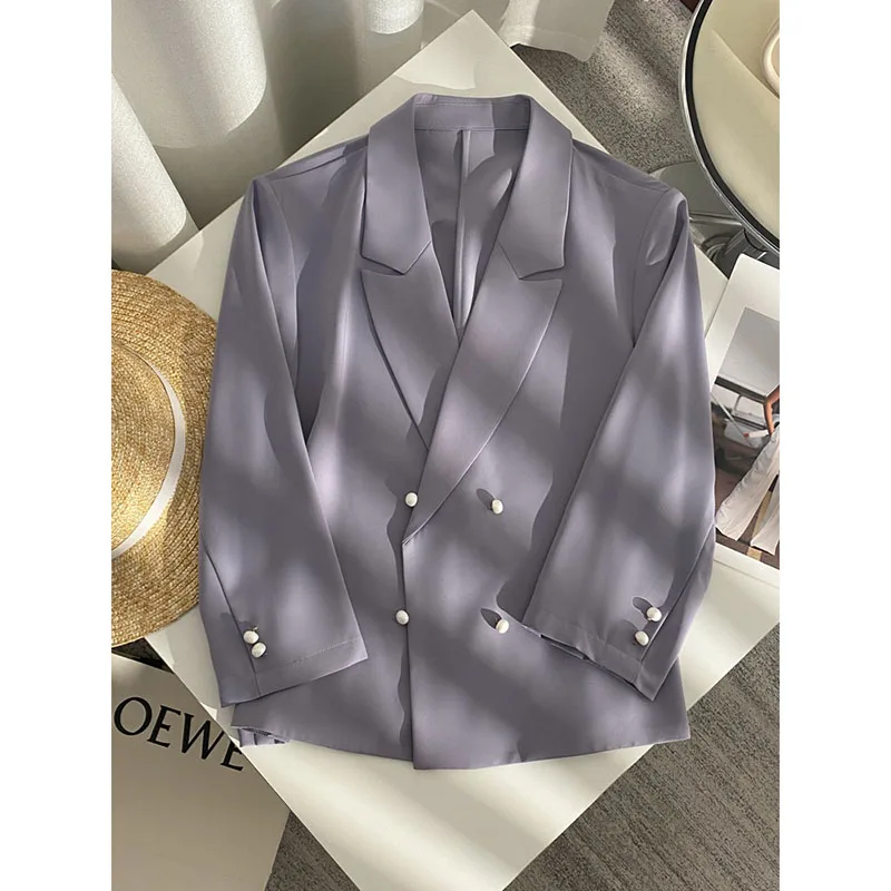 Sandro Rivers Crimson Purple Pearl Button Suit Coat For Women 2023 New Design Summer Thin Premium Feel Casual Versatile Clothing
Sandro Rivers Crimson Purple Pearl Button Suit Coat For Women 2023 New Design Summer Thin Premium Feel Casual Versatile Clothing