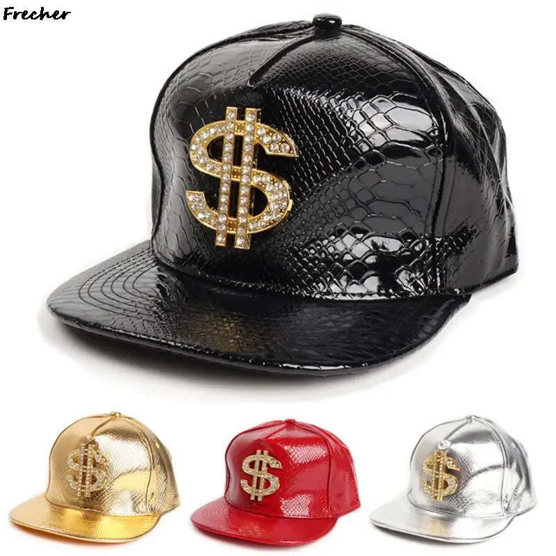 Bright Leather Dollar Hats Rock Hip Hop Baseball Caps Men Women Metal Diamond Hats Letter Cap Fashion Golden Cool Snapback Hat
Bright Leather Dollar Hats Rock Hip Hop Baseball Caps Men Women Metal Diamond Hats Letter Cap Fashion Golden Cool Snapback Hat