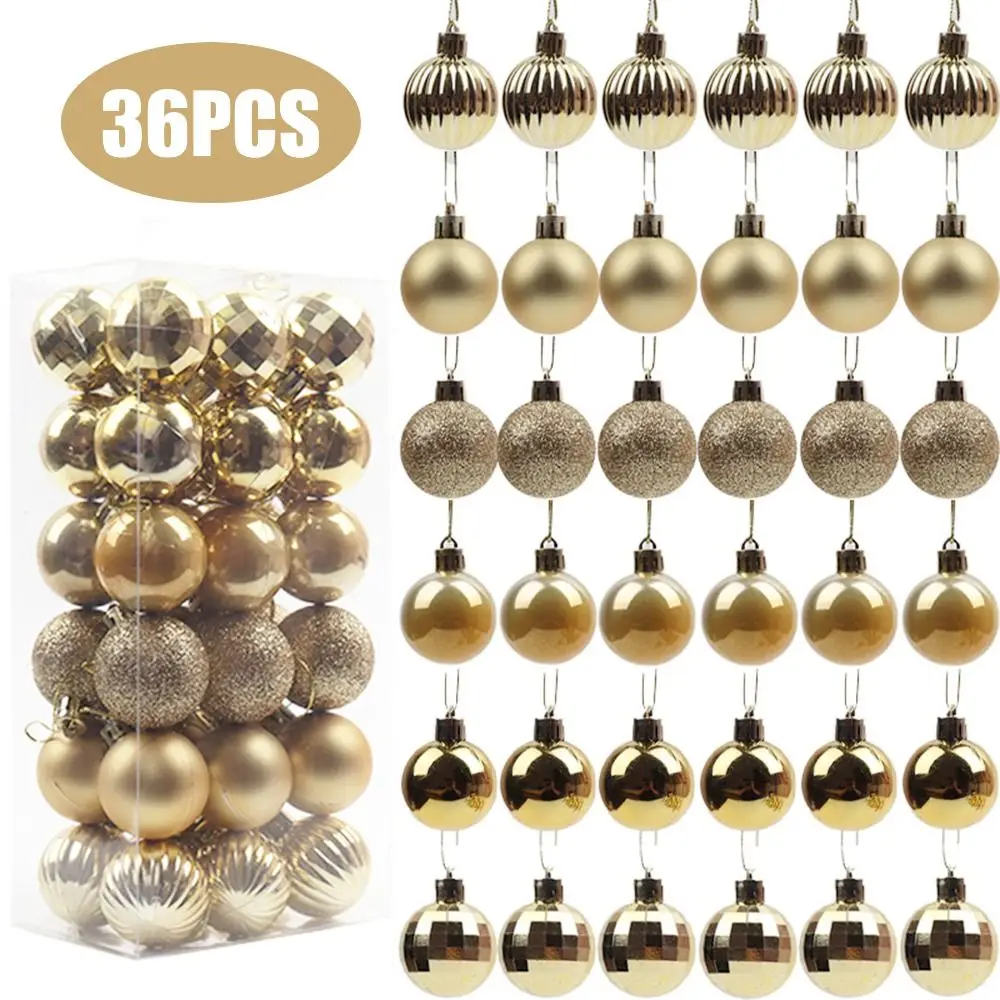 

36x Decorative Christmas Tree Balls Alien Shatterproof Hanging Baubles Set Plastic 4cm Ball Ornaments Set