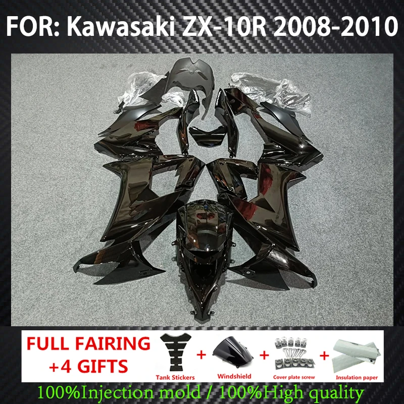 

For Kawasaki Ninja ZX-10R 2008 2009 2010 ZX 10R 08 09 10 ZX10R Body Parts Fairing Kit High Quality ABS Injection Housing Black